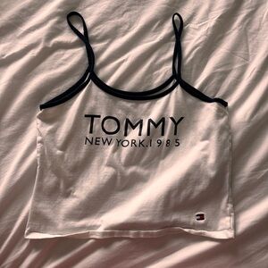 Tommy Hilfiger Blue and White Fitted Crop Camisole